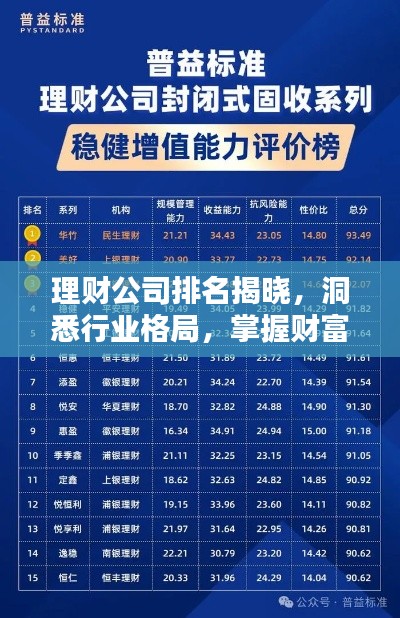 理财公司排名揭晓，洞悉行业格局，掌握财富增值秘诀！