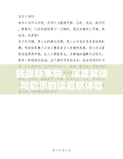 挑战新事物，深度解读与启示的读后感体验
