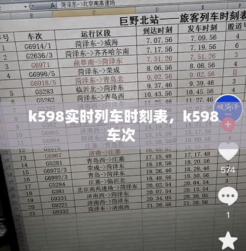 k598实时列车时刻表，k598车次 