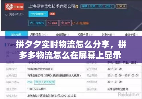 拼夕夕实时物流怎么分享，拼多多物流怎么在屏幕上显示 