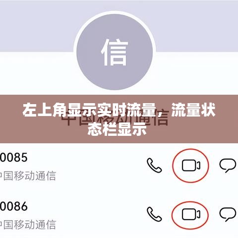 左上角显示实时流量，流量状态栏显示 