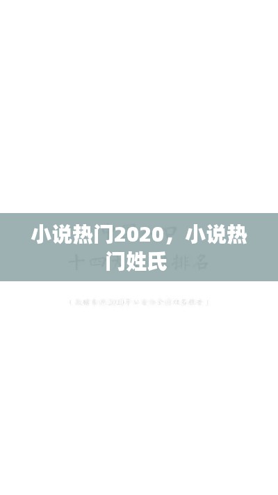 小说热门2020，小说热门姓氏 