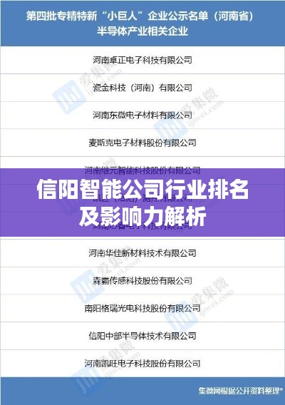 信阳智能公司行业排名及影响力解析